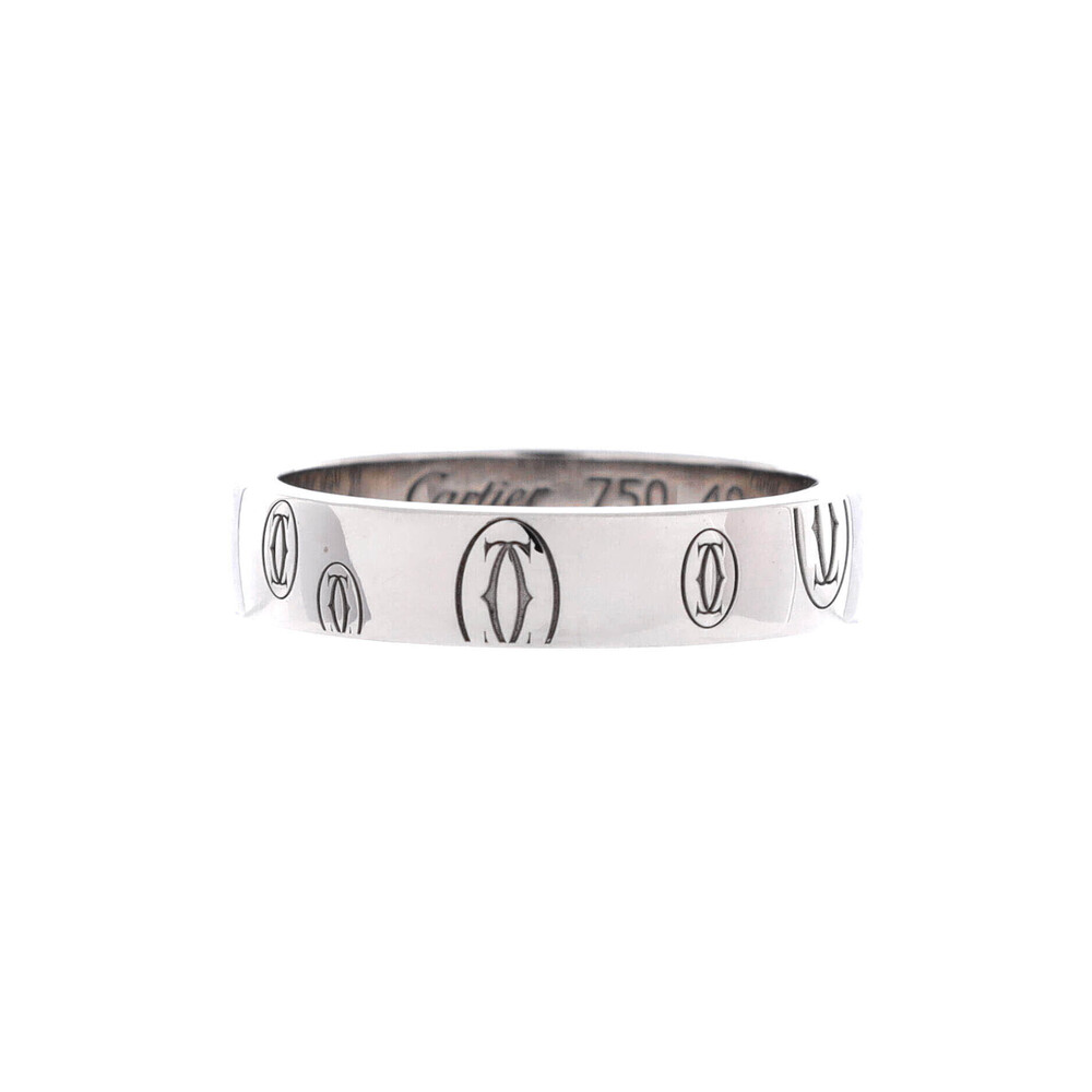 Cartier 4mm C de Cartier Happy Birthday Band Ring 18K White Gold
